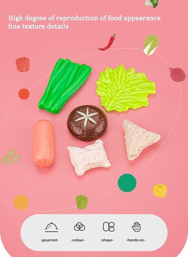 مجموعة ألعاب المطبخ التظاهر بالشواء، ألعاب الطعام للأطفال، مجموعة ألعاب المطبخ المحاكاة، ألعاب طبخ المطبخ مع شواء الشواء والخضار والفواكه، لعب الأدوار التعليمية متعددة الوظائف، مجموعات ألعاب ملحقات المطبخ لعمر 3 سنوات فما فوق، الأولاد والبنات والأطفال - Image 4